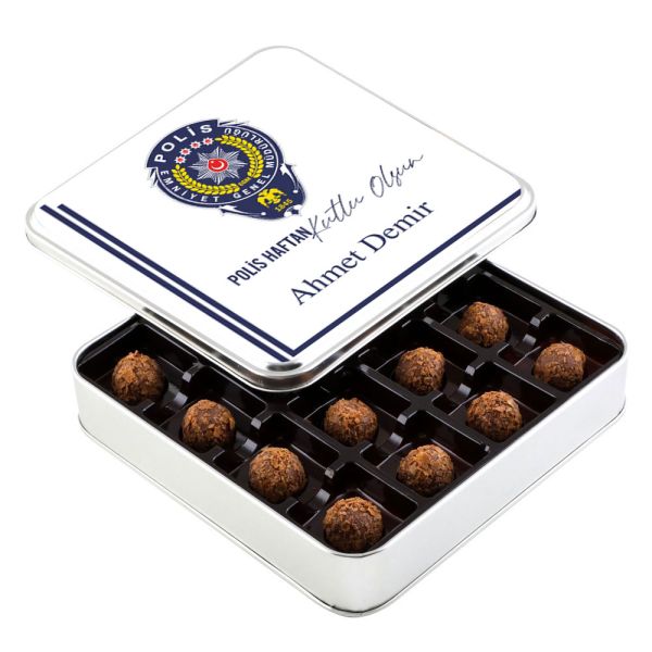 10 Nisan Polis Haftasına Özel Tahinli Truffle Çikolata (Metal Kutu) - 1