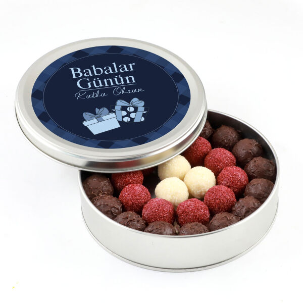 Babalar Günü Hediyesi Karışık Special Truffle Çikolata (Yuvarlak Metal Kutu) - 1