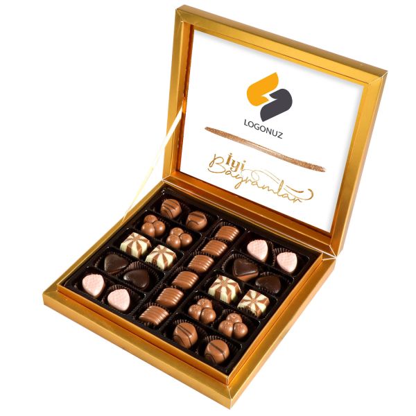 İyi Bayramlar Hediyesi Firmalara Özel Kurumsal Promosyon Logolu Special Çikolata 285g (Gold Kutu) - 1